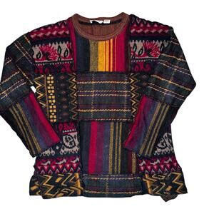 Vintage Stefano 80s/90s women's quilt block crewneck acrylic sweater size small